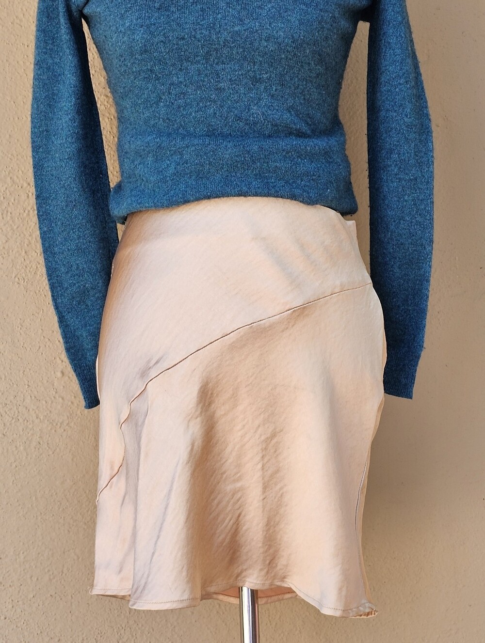 Princess Polly Asymmetrical Champagne Color Size 6 NWT Satin Skirt